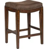 Aspen Skies Counter Stool in Brown Wood & Saddle Fabric