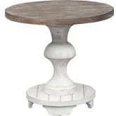 Sedona Round End Table in Distressed White
