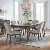 Harrison Heights 7-Piece Dining Set in Sienna Brown Wood & Beige Fabric