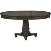Harrison Heights 48" Round to 60" Oval Pedestal Dining Table in Brown Wood