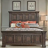 Big Valley Queen Panel Bed in Distressed Brownstone Wood