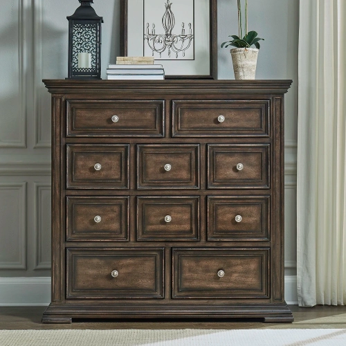 Big Valley 10-Drawer Dresser in Distressed Brownstone Wood