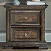 Big Valley Nightstand with Charging Station in Distressed Brownstone
