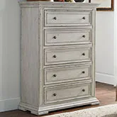 Big Valley 5-Drawer Chest in Distressed Whitestone Wood