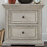 Big Valley Nightstand with Charging Station in Distressed Whitestone