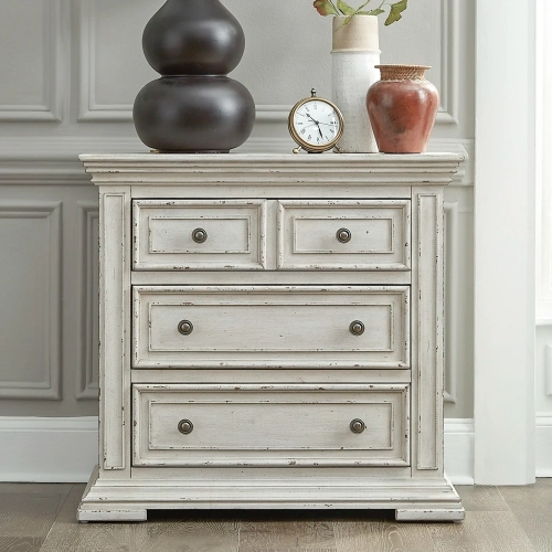 Big Valley Chest with Charging in Distressed White Wood