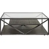 Arista Cocktail Table in Cobblestone Brown & Glass