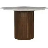 Kaleidoscope 47" Round Pedestal Dining Table Aged Brown Wood & Marble