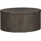 Modern Farmhouse Drum Cocktail Table in Distressed Charcoal