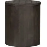 Modern Farmhouse Drum End Table in Distressed Charcoal