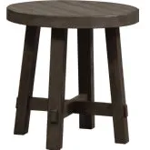 Modern Farmhouse Round End Table in Distressed Charcoal