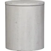Modern Farmhouse Drum End Table in Distressed White