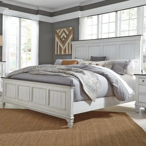 Allyson Park California King Panel Bed in Wire brushed White & Charcoal Gray