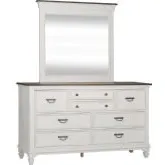 Allyson Park Dresser & Mirror in Brushed White & Charcoal Gray