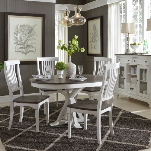 Allyson Park 5-Piece Dining Set in White & Charcoal Gray