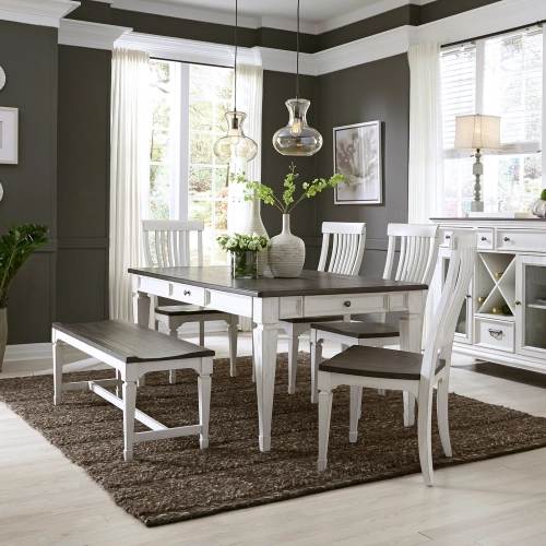 Allyson Park 6-Piece Dining Set in White & Charcoal Gray