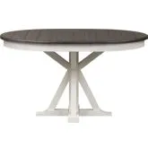 Allyson Park Single Pedestal Dining Table in White & Charcoal Gray