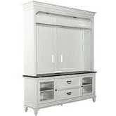 Allyson Park Entertainment Center in Brushed White & Charcoal Gray