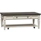 Allyson Park Cocktail Table in Brushed White & Gray