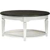Allyson Park Round Coffee Cocktail Table in Brushed White & Charcoal Gray