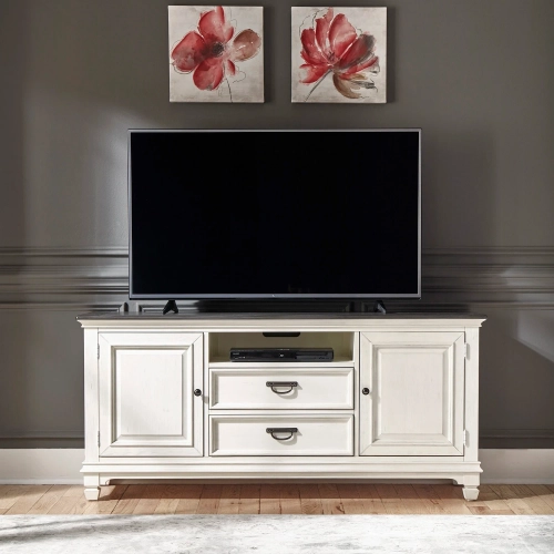 Allyson Park 66" TV Stand Console in Brushed White & Charcoal Gray