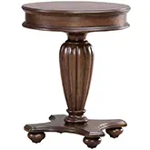 Allington Round End Table in Satin Sienna Brown Wood