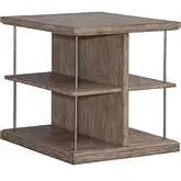 City Scape End Table in Brushed Burnished Beige Wood