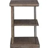 City Scape Chair Side End Table in Brushed Burnished Beige Wood