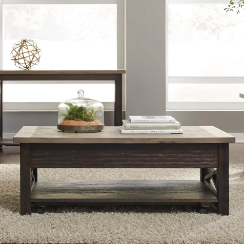 Heatherbrook Lift-Top Cocktail Table in Charcoal Gray & Ash