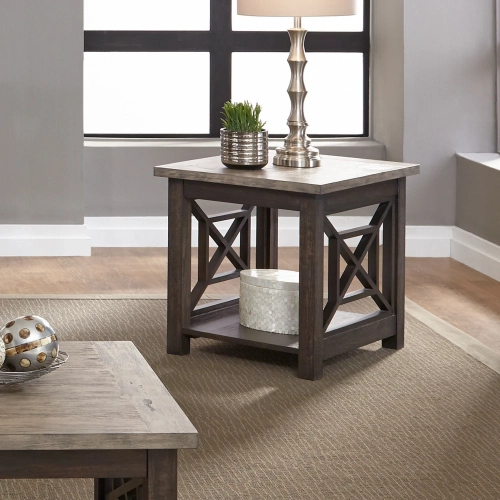 Heatherbrook End Table in Charcoal Gray & Ash