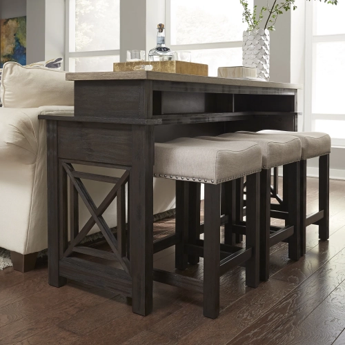 Heatherbrook Console Bar Table in Charcoal Gray & Ash