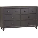 Cottage View 6-Drawer Dresser in Dark Gray Wood