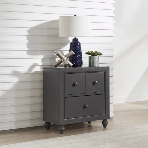 Cottage View Nightstand in Dark Gray Wood