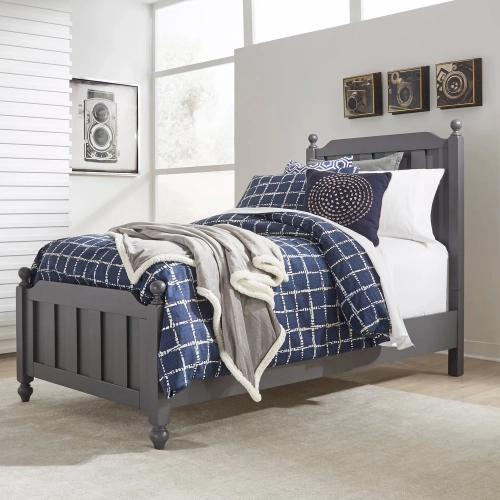Cottage View Full Panel Bed in Dark Gray Wood