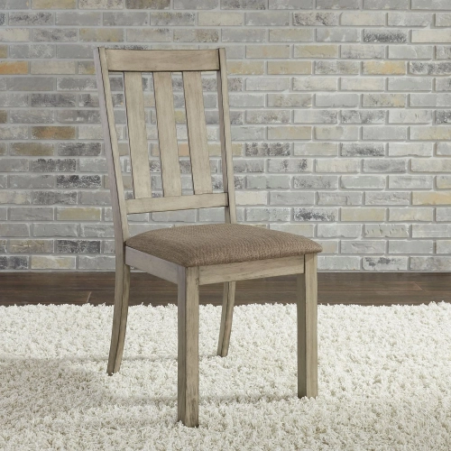 Sun Valley Slat Back Dining Chair in Sandstone & Fabric (Set of 2)