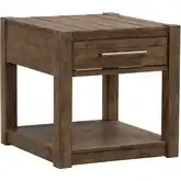 Broadmore One Drawer End Table in Brown Rustic Birch Veneer