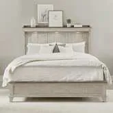 Ivy Hollow King Mantle Bed in Distressed Weathered Linen & Taupe