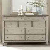 Ivy Hollow 9-Drawer Dresser in Distressed Weathered Linen & Taupe