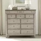 Ivy Hollow 11-Drawer Dresser in Distressed Weathered Linen & Taupe