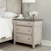 Ivy Hollow 3-Drawer Chest with Charging in Distressed Linen & Taupe