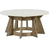 Berkley Square Round Coffee Cocktail Table in Linen & Khaki Wood