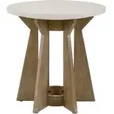 Berkley Square Round End Table in Linen & Khaki Wood