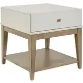 Berkley Square Chairside Table in Linen & Khaki Wood