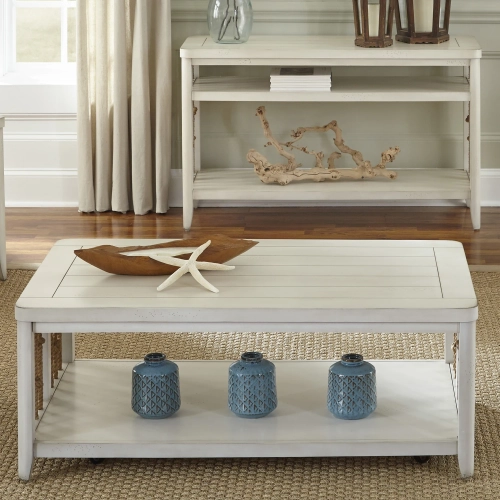 Dockside II Cocktail Table in White Wood