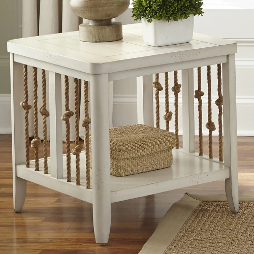 Dockside II End Table in White Wood