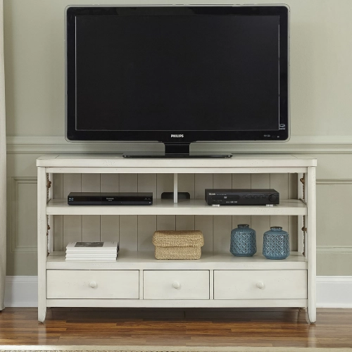 Dockside II 55" TV Stand in White Wood