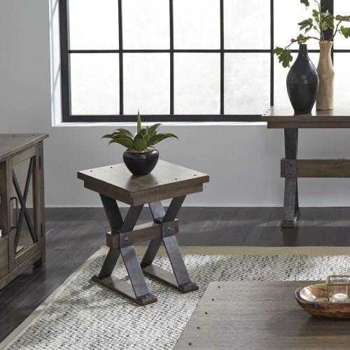 Sonoma Road Side Table in Weathered Bark Wood