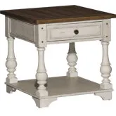 Morgan Creek End Table in White & Brown