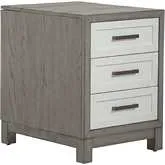 Palmetto Heights 3-Drawer Chair Side Table in Shell White & Driftwood Wood