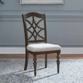 Arden Road Splat Back Dining Chair in Cherry Wood & Cream Fabric (Set of 2)